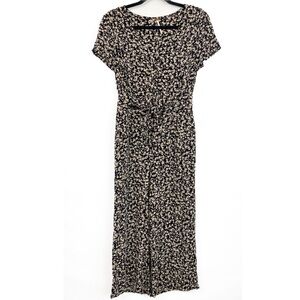 Free People Ditsy Floral Print Wide Leg‎ Jumpsuit Black Cream Fairy Grunge - 2